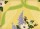 Bouquets of Lilacs and roses surrounded by lace and ribbon on a butter yellow background. Pure romance
